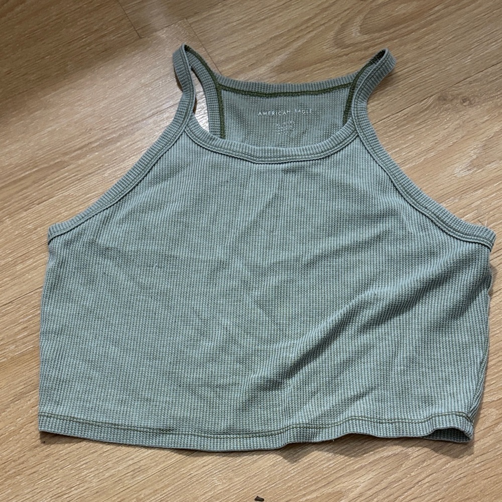Women's Green Ribbed Tank Top